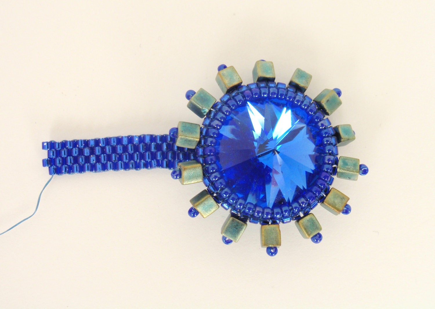 Blue Bling Ring with Cubes