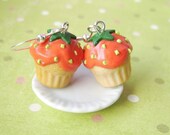 Strawberry cupcake earrings