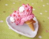Raspberry ice cream cone post earrings