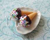 Chocolate ice cream cone earrings