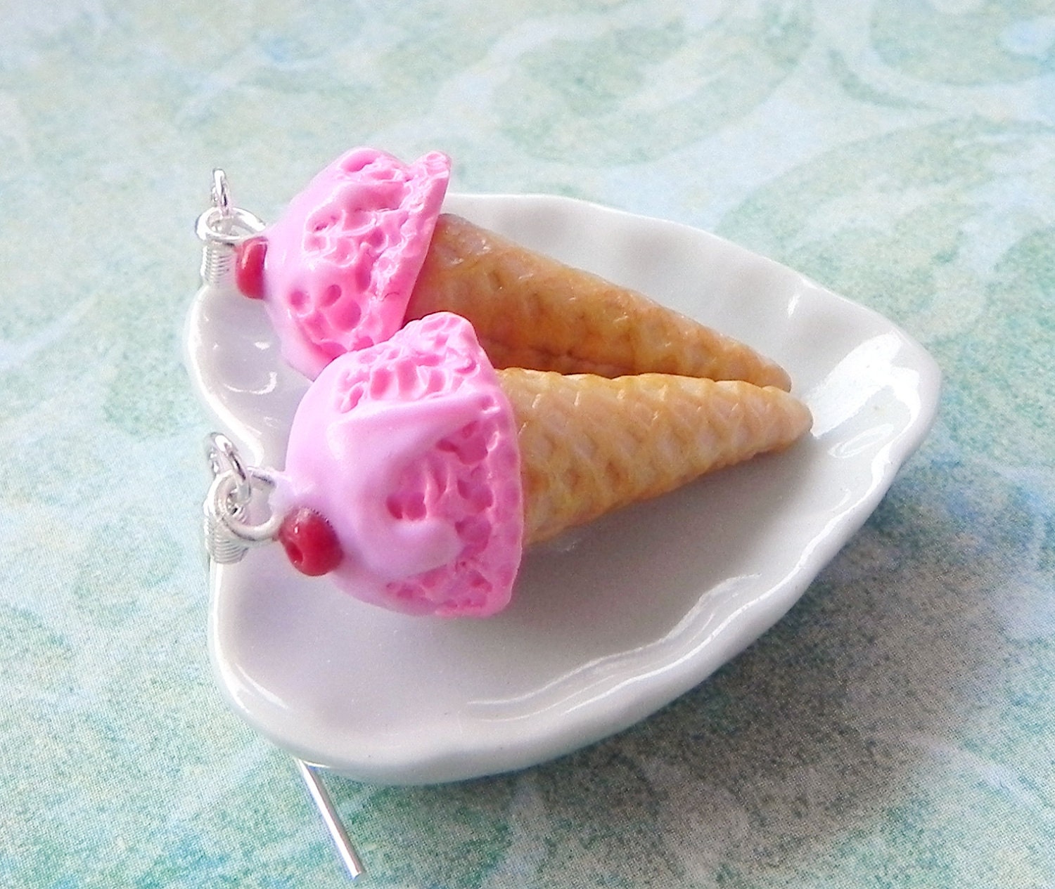 Cherry ice cream cone earrings