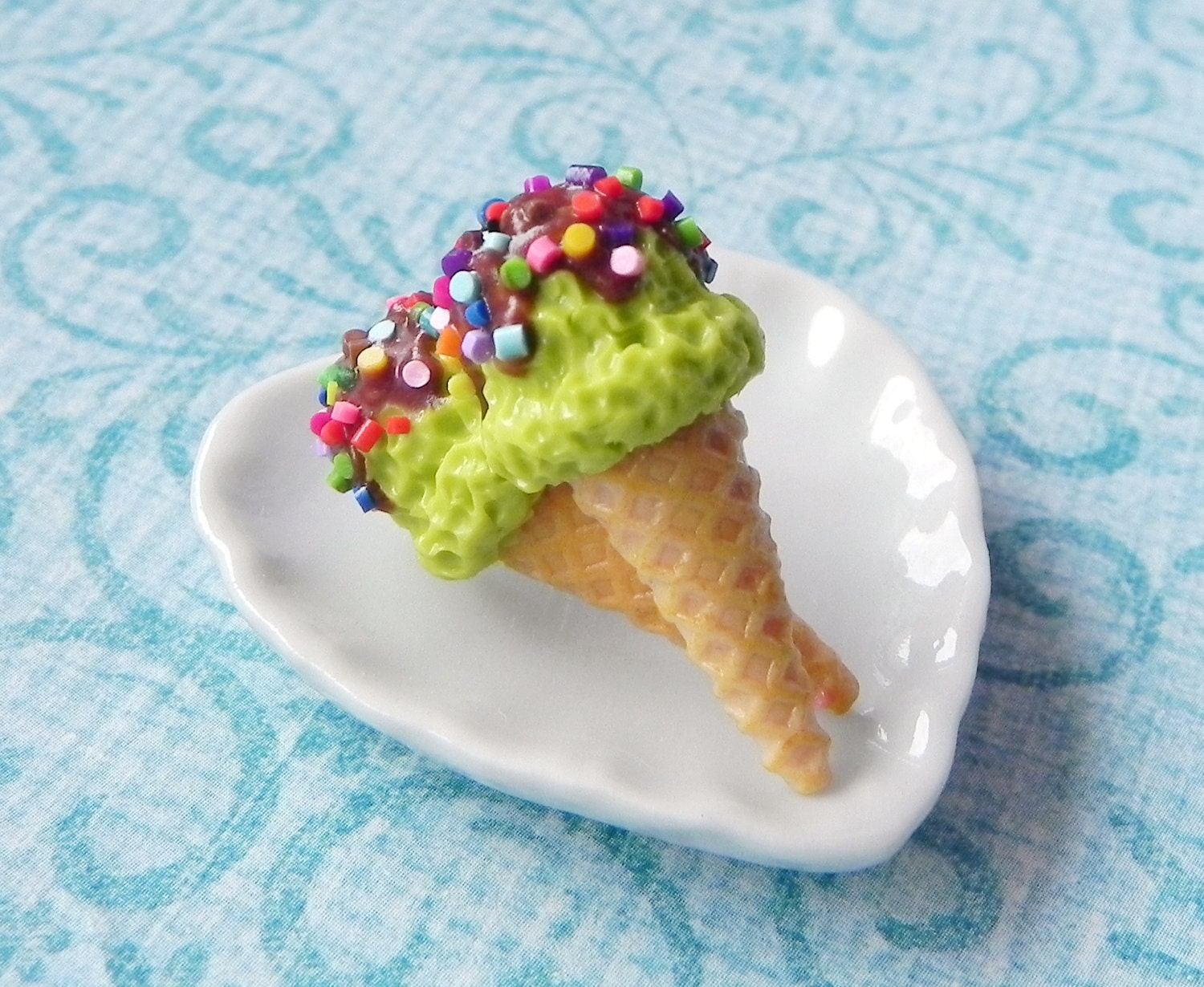 Lime ice cream cone post earrings