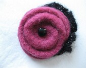 SALE Felted Rosy Pink Flower Pin