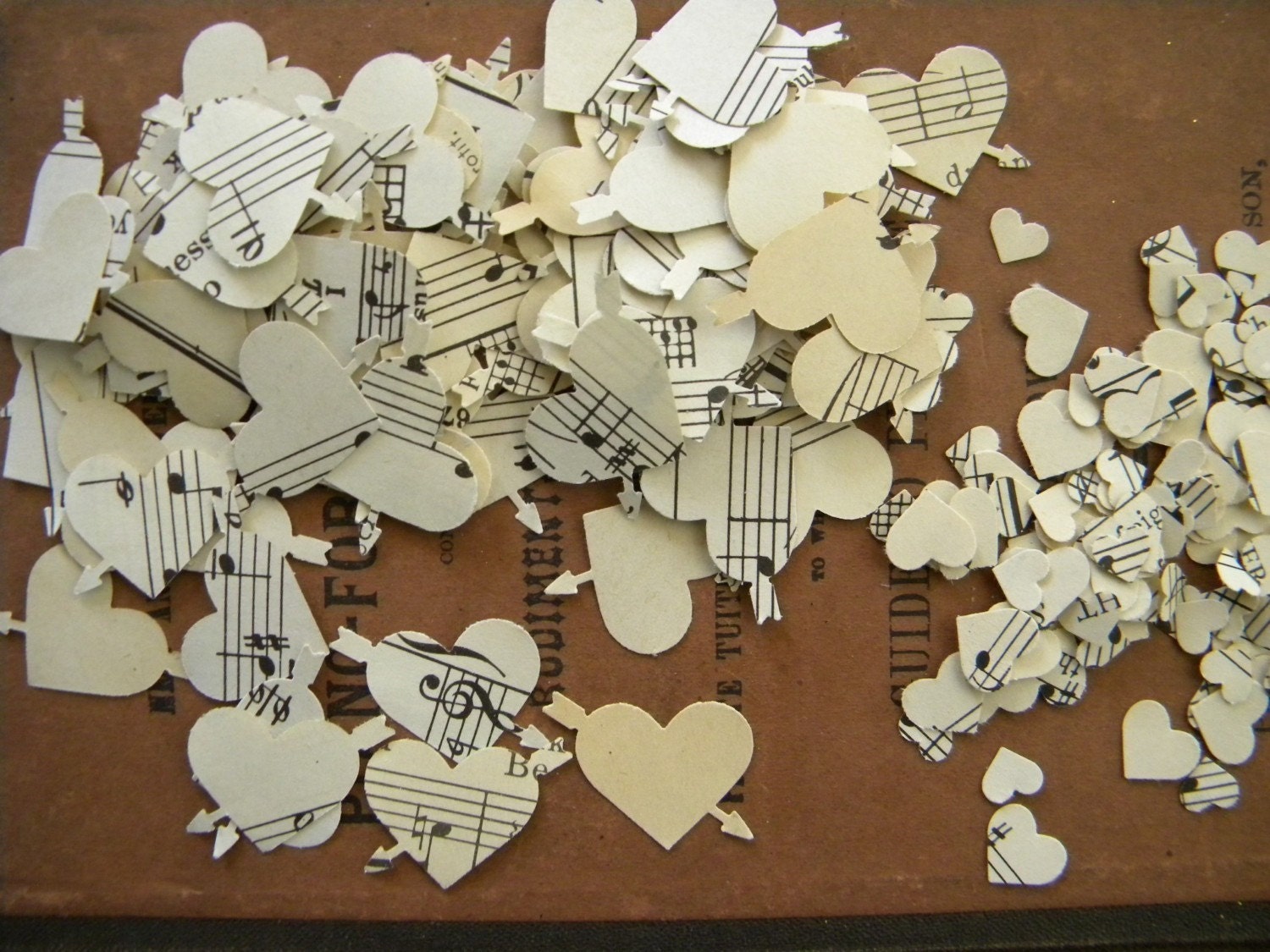 Vintage Sheet Music Heart Confetti - set of 200