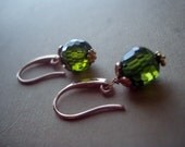 Gold Earrings with Green Zirconia Drops