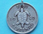 Silver Coin Charm Sixpence Sterling Silver Fijian