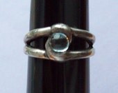Sterling Silver and Glass Ring Sz 7.25