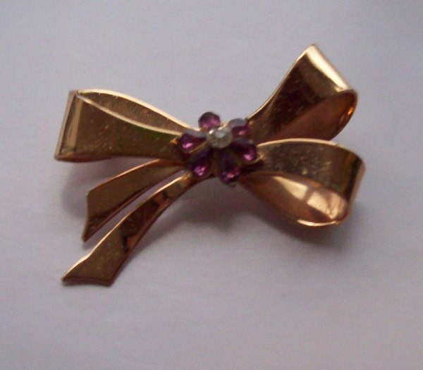 Bow Tie Sterling Silver Vermeil Coro Brooch