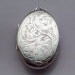 Large Sterling Silver Locket Etched Flower Design Neo Victorian