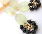 Lemon Tonic Prehnite and Onyx Earrings