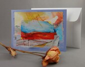 RAINY DAY III - fine art card, mixed media, papergoods, note card, blank notecard, landscape, rain, abstract, card, home decor, watercolor