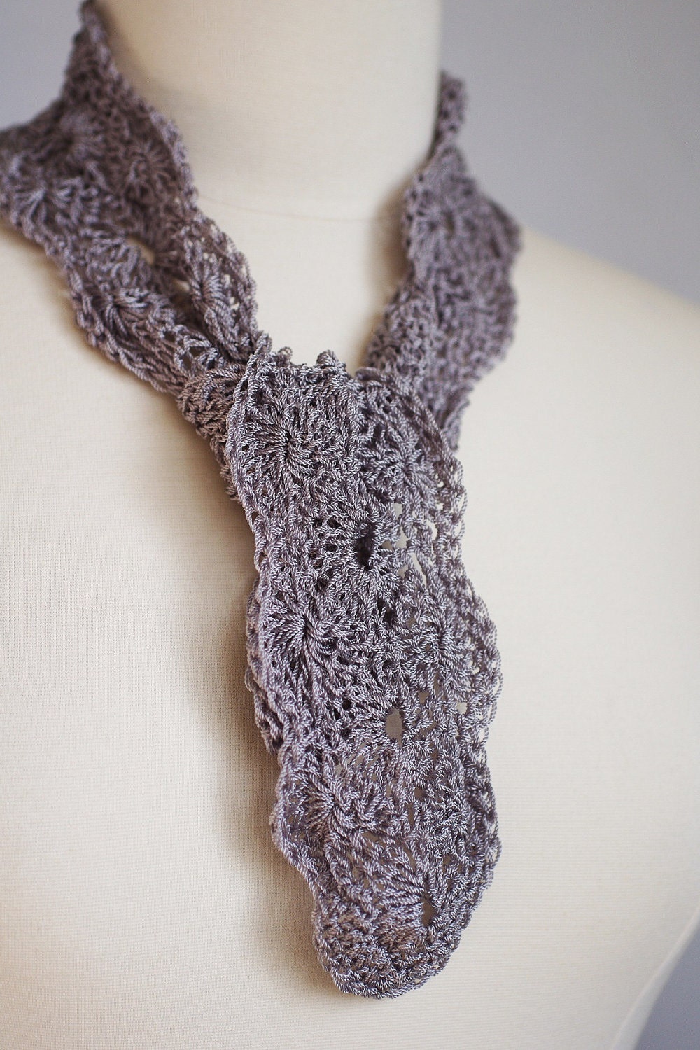 Crochet mini scarf for summer suit - Silver