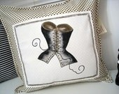 Sexy Black Corset Pillow Cover Decorative Hand Painted Accent 16 inch