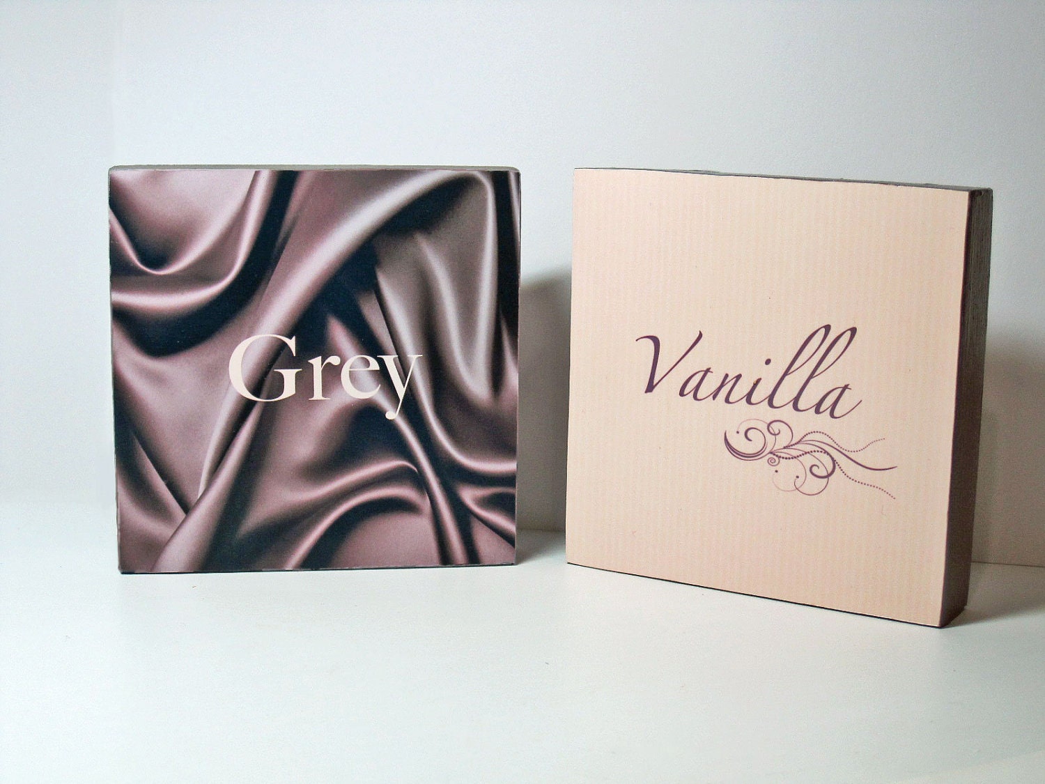 Fifty Shades of Grey Conversation Blocks Vanilla or Grey 4" x 4" Wooden Blocks