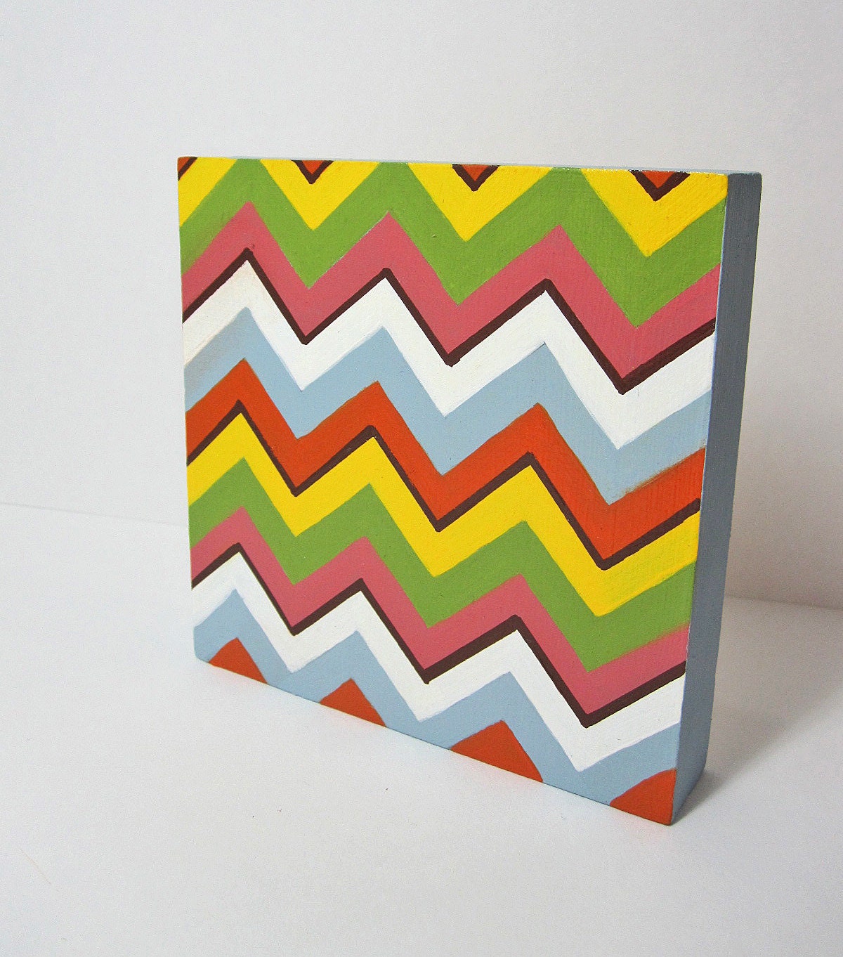 Mid Century Modern Inspired 4x4 Chevron Art Block