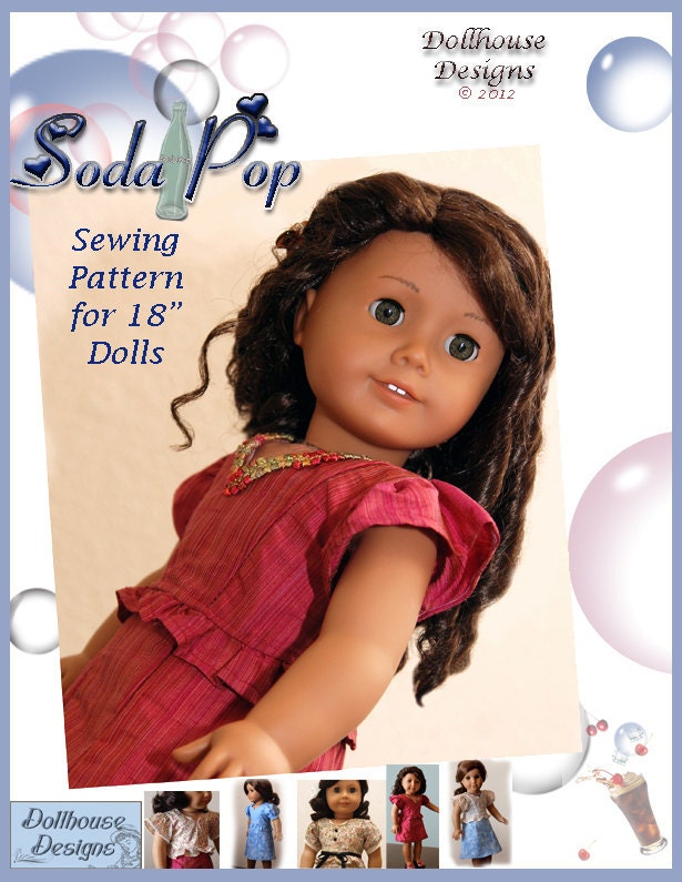 Dollhouse Designs Stylish Peplum Sewing Pattern for 18" Dolls 1 or 2-pc Dress Skirt Top Clothes DIGITAL DOWNLOAD