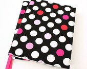 Fabric journal cover for composition notebooks - Black with Dots