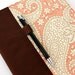 Deluxe reusable journal cover for composition notebooks - includes pen - Peach Paisley