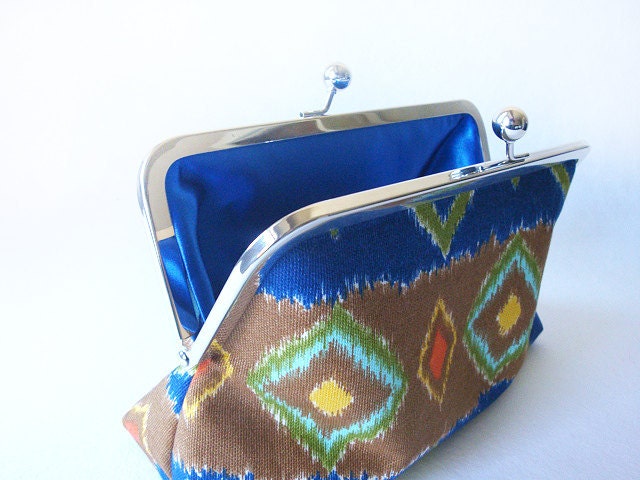 SALE - Ethnic Ikat Print Clutch Purse Bag Bridesmaid Gift Ideas by Lolis Creations