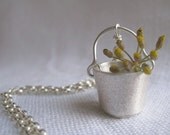 Tiny fine silver bucket necklace