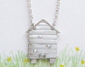 Fine silver beehive necklace