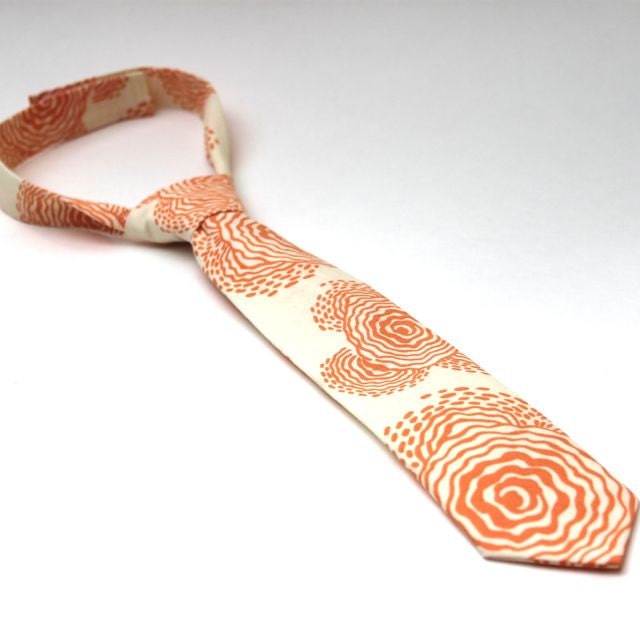 Boy's Tie - Peach and Cream Poppies