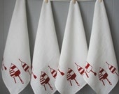 Organic Linen Napkins-Buoys- Nautical- Hostess Gift-Set of Four
