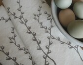 Tea Towels- Organic Linen-Pussy Willows- Set of Two Seconds- Sale-Dish Towels