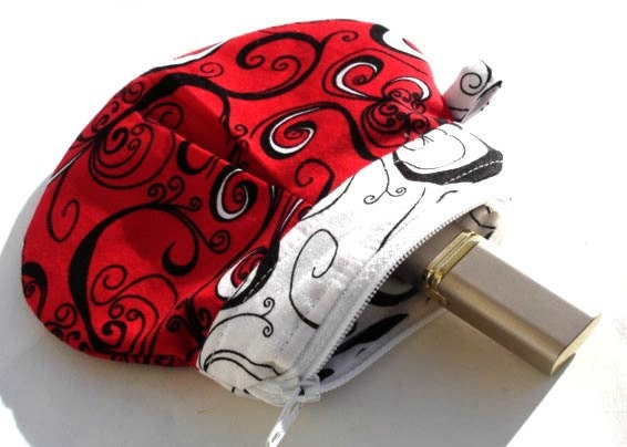 Coin purse small clutch bag, red black white, zip top closure coin purse bright modern