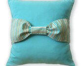 Turquoise Bow Pillow Case 16 in LIZA DESIGN