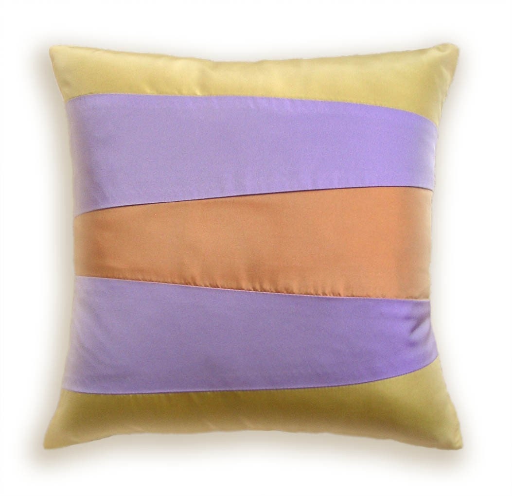 Yellow Lavender Orange Decorative Pillow Cover  16 in Taffeta SIENNA DESIGN