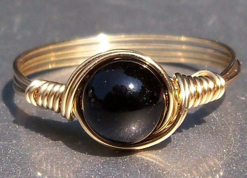 Onyx Ring 14k Gold Filled Wire Wrapped Ring Custom Sized For You
