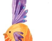 Punk Rock Bird Watercolor Print
