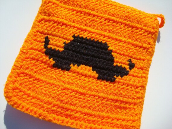 Orange Mustache Potholder