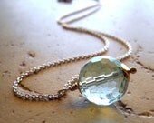 Aqua Quartz Necklace Gemstone Necklace Sterling Silver Ice Blue Globe Winter Jewelry