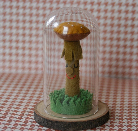 Mustard & Green Polka Dot Mushroom Terrarium
