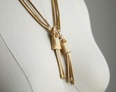 Trompe L'oeil Tassel Necklace - Brassy Gold Tone