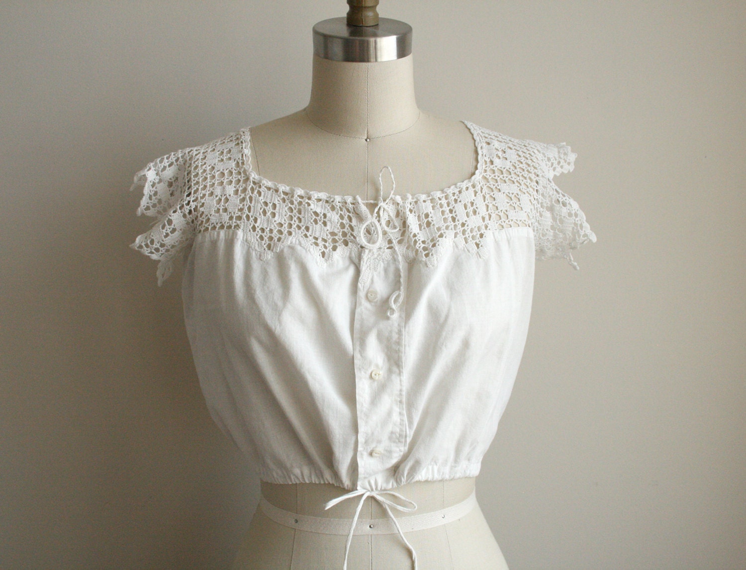 Edwardian Crochet Lace Crop Top - 1800s Corset Cover