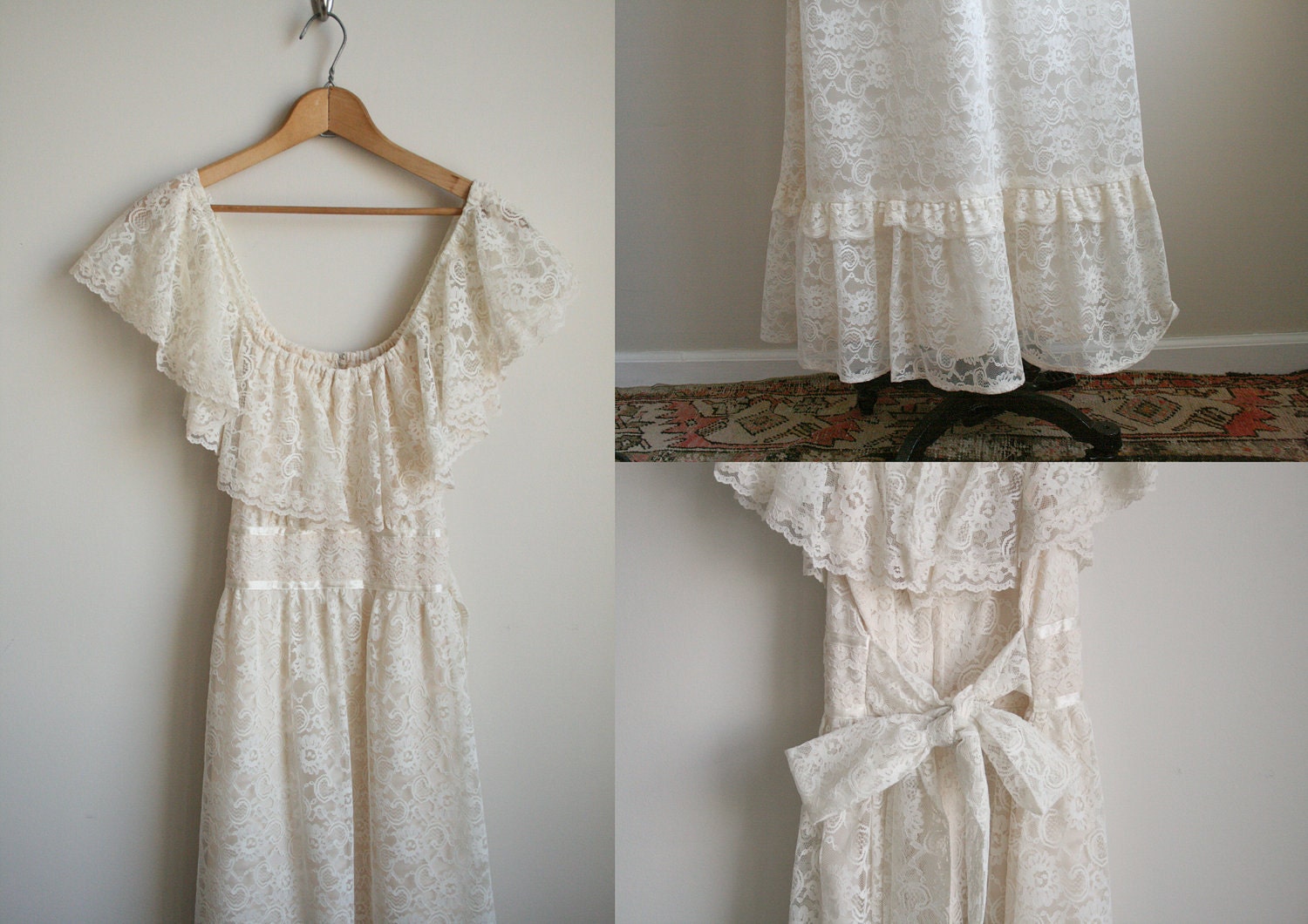 Lace Wedding Dress - Flutter Ruffle Sleeve