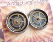 Gear Gearrings Antique Silver stud Earrings (Sounds of Steampunk) Neo Victorian 12