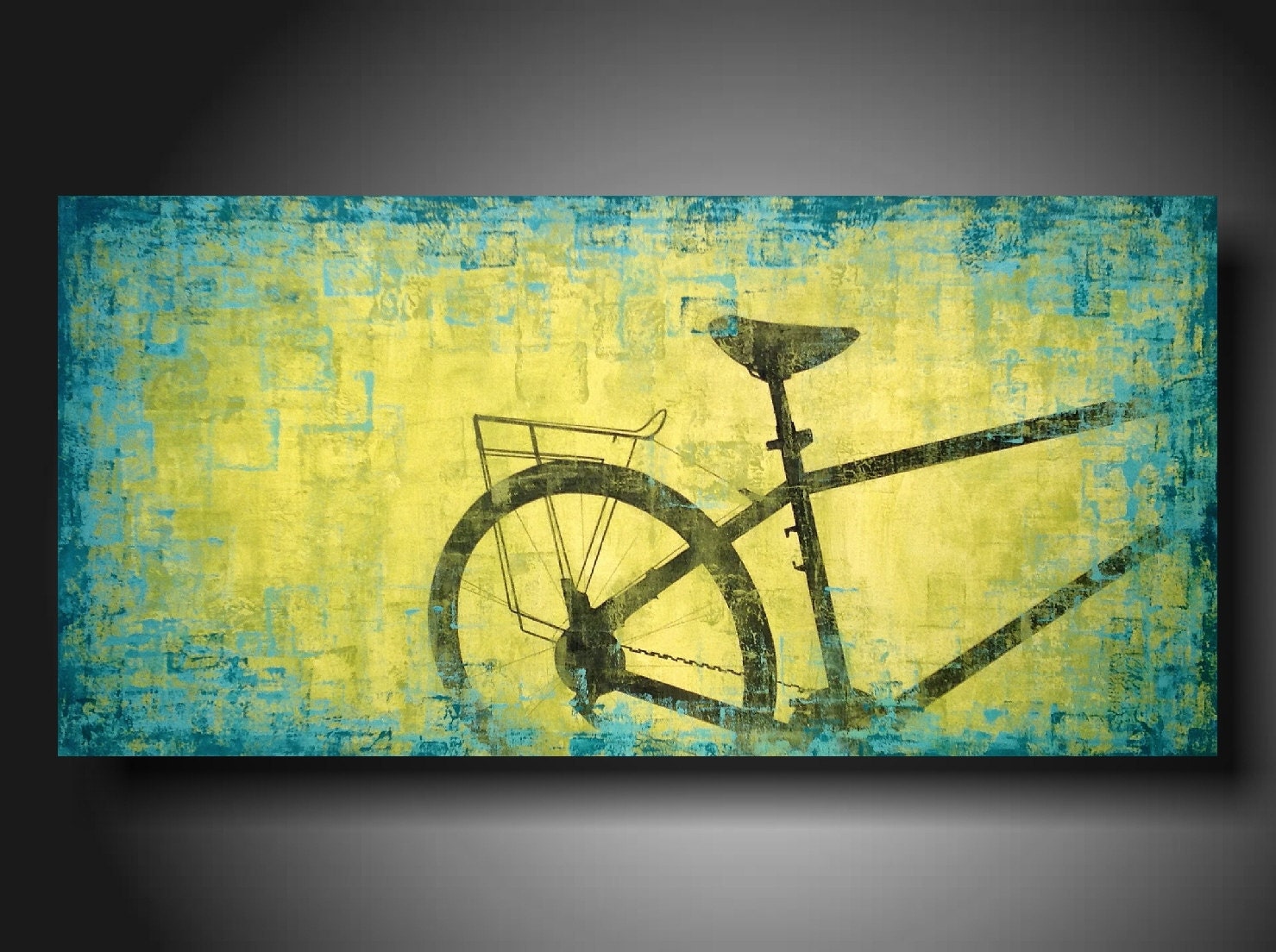 ORIGINAL Contemporary Fine Art Abstract  Painting modern 48 X 24 Inches  ---Turquoise and LIME ---- Move Ahead---Custom