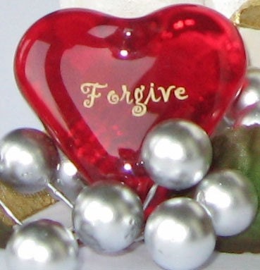 Red Glass Heart of Compassion 'Forgive' Inspiration Gold Ink Imprinted 1.5x1.5x.5" 1.6oz