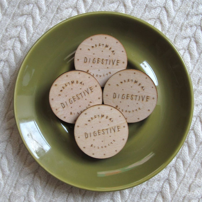 Digestive Biscuit Wooden Brooch