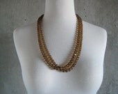 VINTAGE necklace cut glass matte brown sugar round beads excellent condition