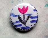 Pinback Button - Little One-Of-A-Kind Pink Tulip from the 1 Inch Pin Button project by Rina Miriam Drescher