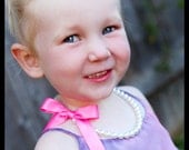 Little Girl Pearl and ribbon Necklace perfect for photo prop, birthdays or baby gift