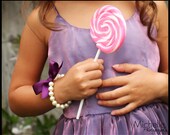 Little Girls Pearl Bracelet with ribbon for flower girls, toddler birthday, or babies photo prop