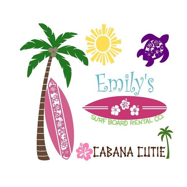 Childrens Vinyl Wall Decal Surf Beach Nursery FULL ROOM Girl Collection