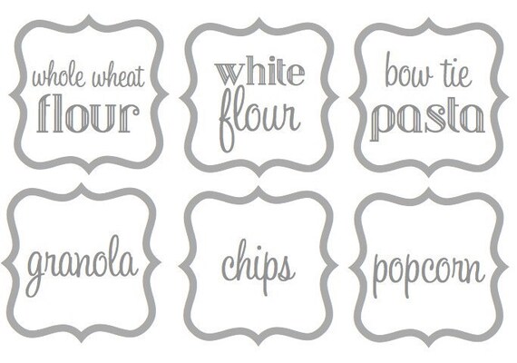 Printable Kitchen/ Household Labels "Girly Grey" Collection