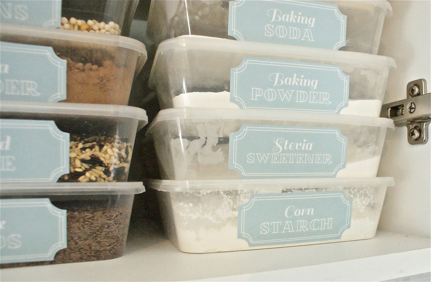 Custom Long Rectangle Vintage Blue Printable Pantry Labels